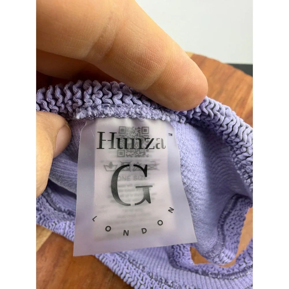 Hunza G Crinkle Bikini Bottoms Women One Size Purple Lavender Textured Stretch